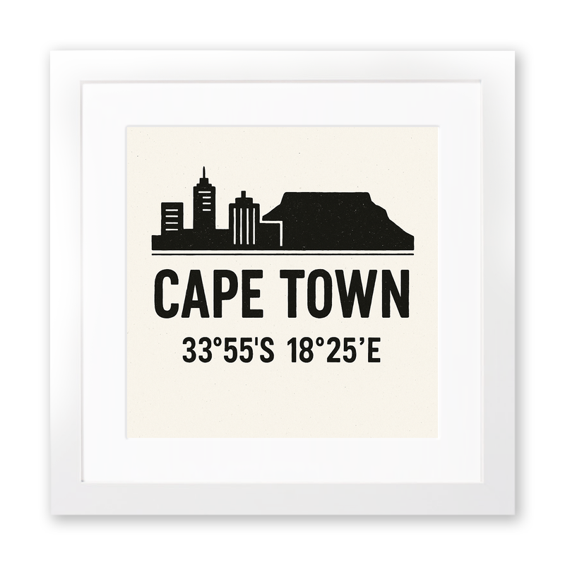 Place Coordinates Linoprint-Style Art (c290)