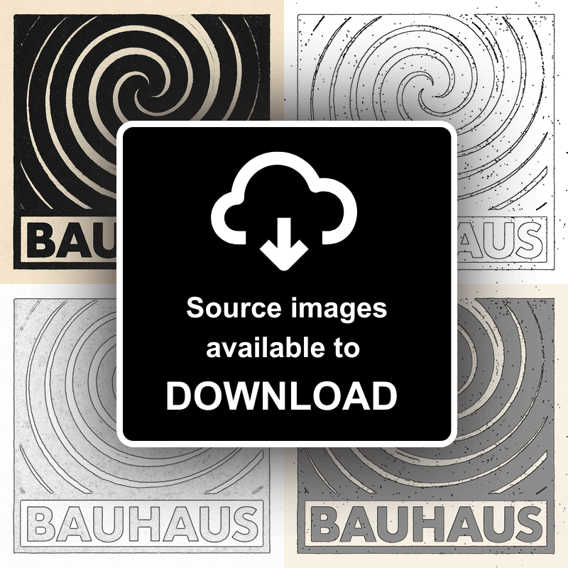 Bauhaus Design Linoprint-Style Art (c486)