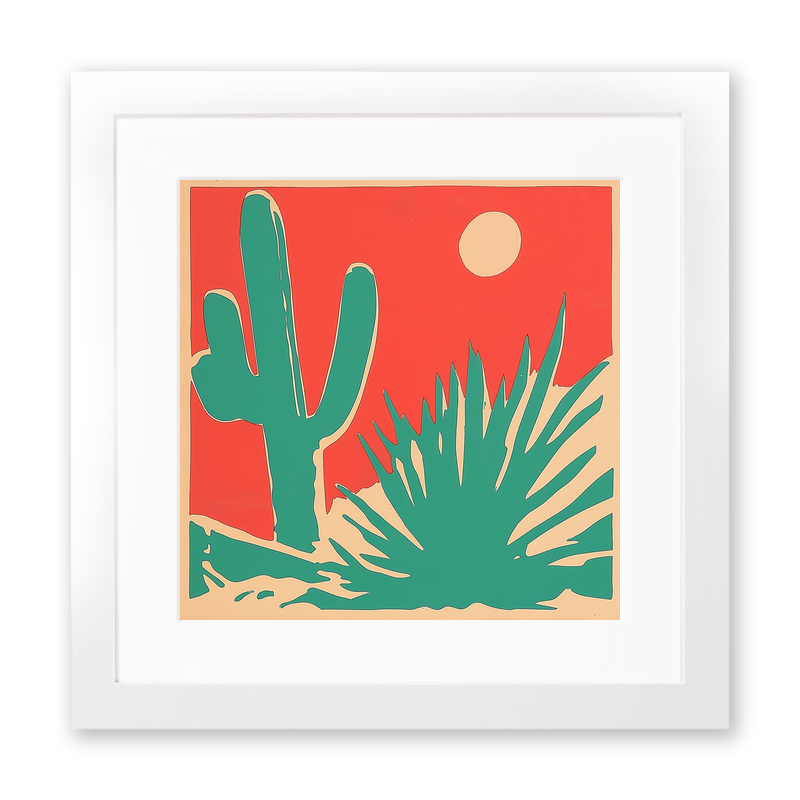 Cactus Linoprint-Style Art (1633-1)