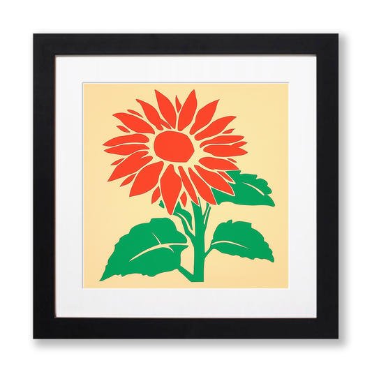 Sunflower Linoprint-Style Art (1681-1)