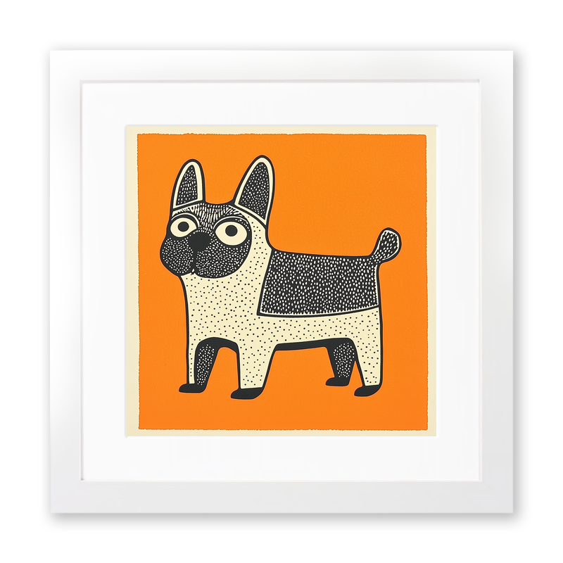 French Bulldog Linoprint-Style Art (1467-2)
