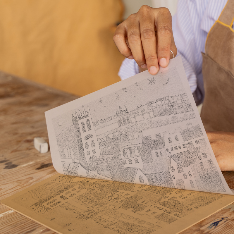 Lincoln Cathedral Linoprint-Style Art (856-1)