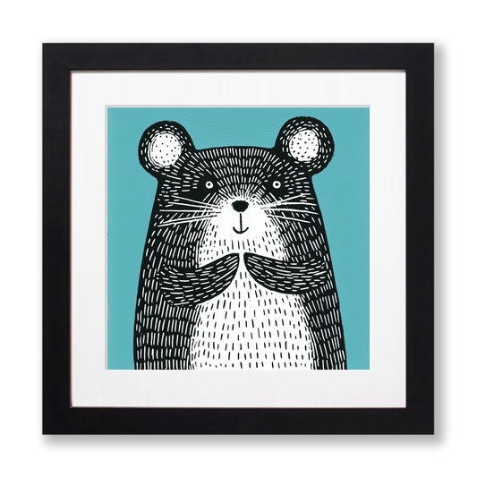 Cute Hamster Linoprint-Style Art (625-1)