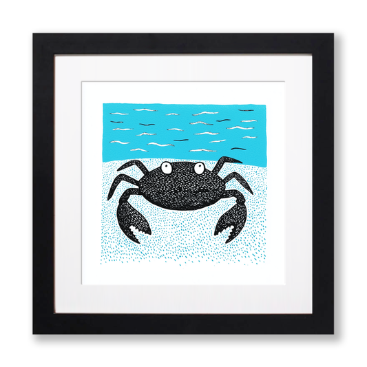 Crab on sand Linoprint-Style Art (711-1)