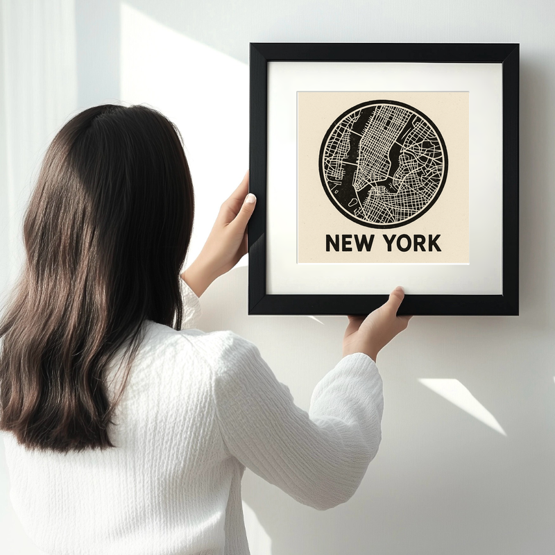 Maps Linoprint-Style Art (c27)