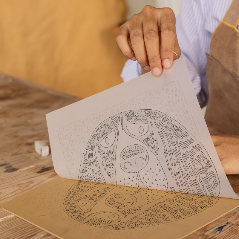 Basset Hound Linoprint-Style Art (1397-1)