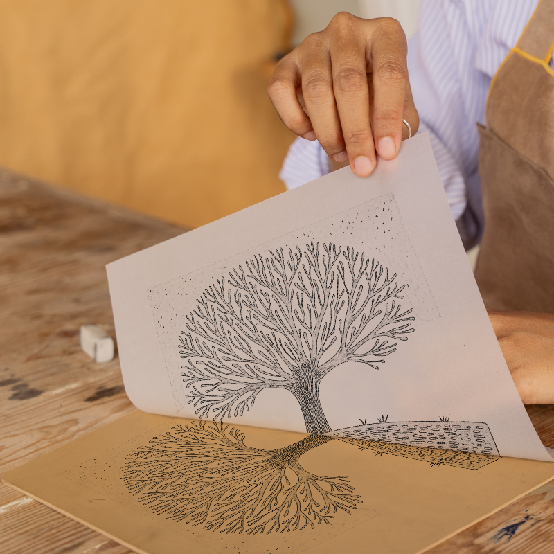 Minimalist textures Linoprint-Style Art (540-1)