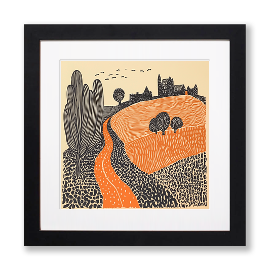 Alnwick Castle, Northumberland Linoprint-Style Art (163-1)