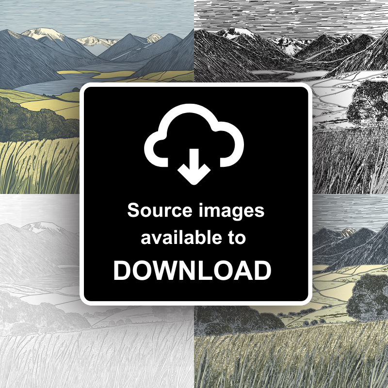 Grisedale Pike in the Lake District Linoprint-Style Art (2439-3)
