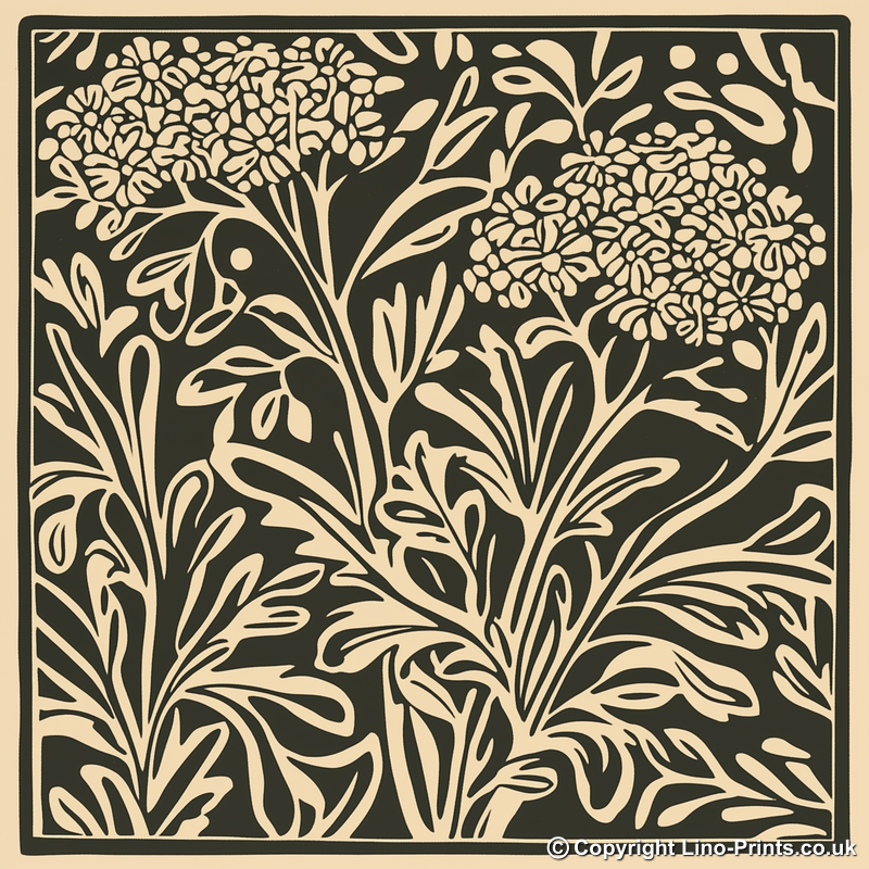 Yarrow Linoprint-Style Art (1753-1)