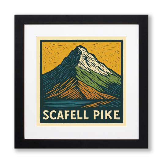 Mountains Linoprint-Style Art (c391)