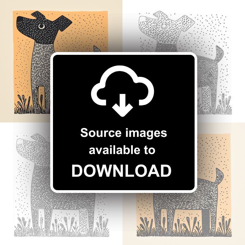 Jack Russell Terrier Linoprint-Style Art (1473-1)