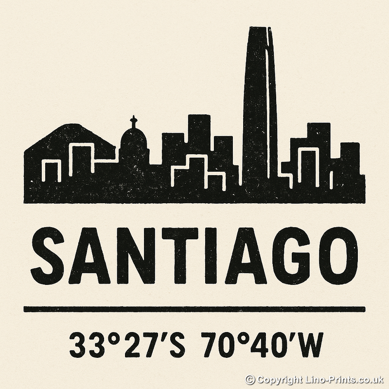 Place Coordinates Linoprint-Style Art (c280)