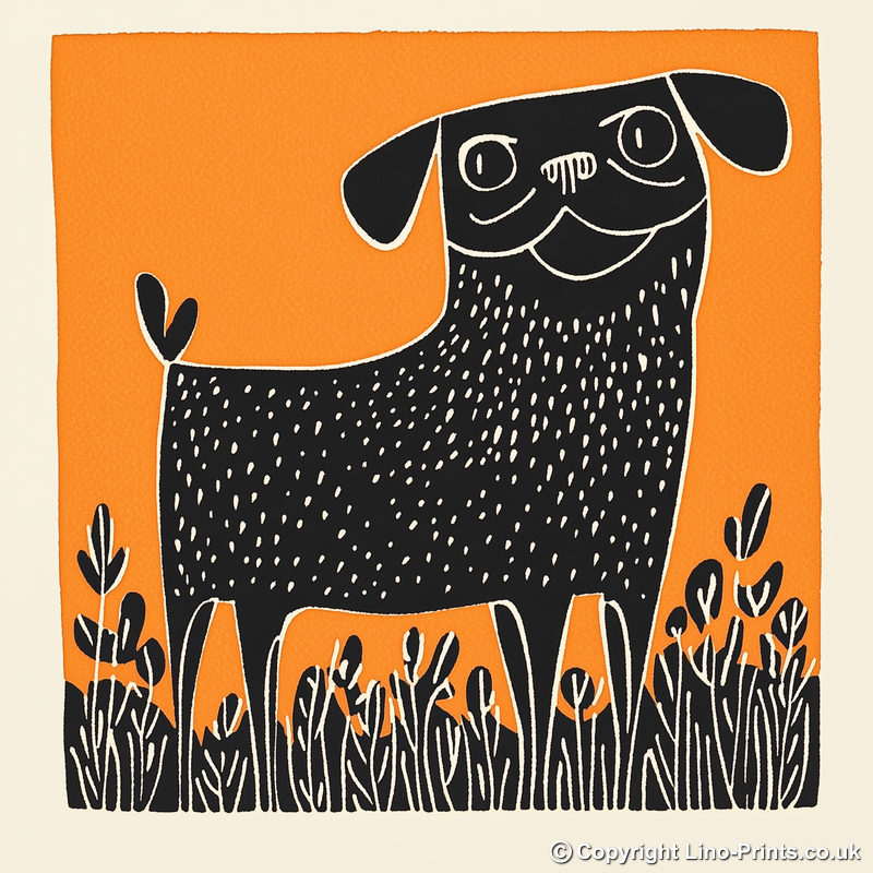 Dogue de Bordeaux Linoprint-Style Art (1464-1)
