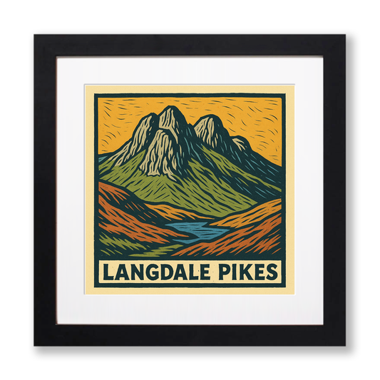 Mountains Linoprint-Style Art (c384)