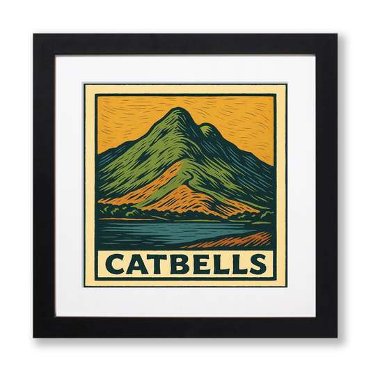 Mountains Linoprint-Style Art (c387)