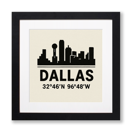 Place Coordinates Linoprint-Style Art (c318)