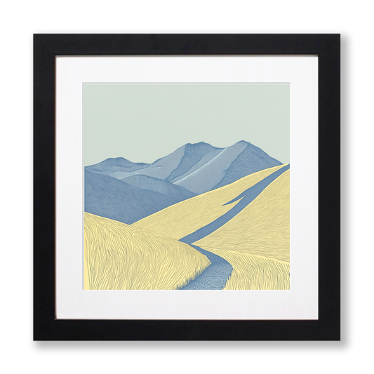 Grasmoor wide summit Linoprint-Style Art (2434-2)