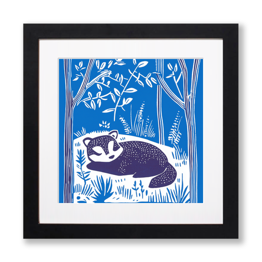 Cute Red Panda Linoprint-Style Art (932-1)