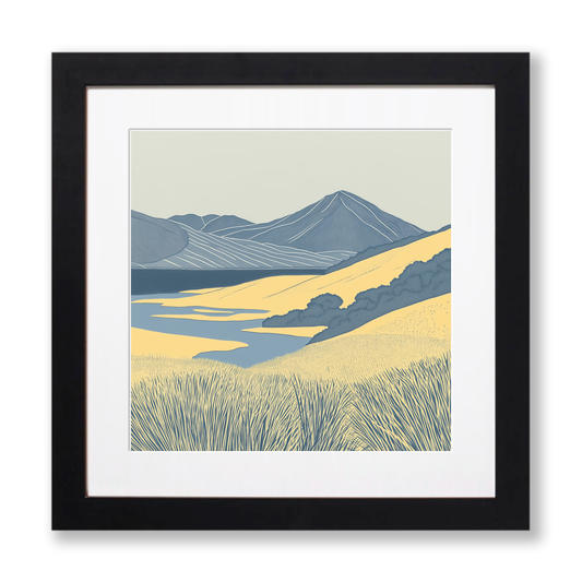 Grasmoor in the Lake District Linoprint-Style Art (2433-2)