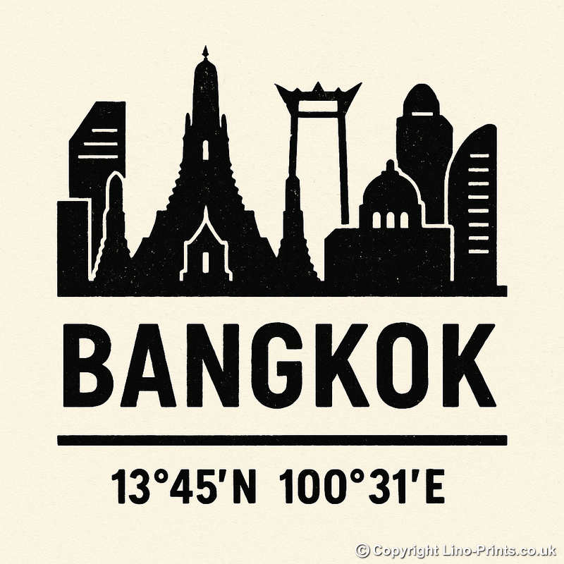 Place Coordinates Linoprint-Style Art (c325)