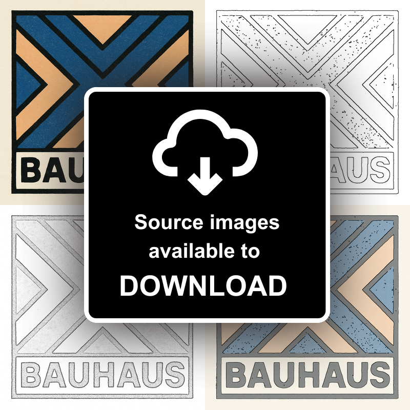 Bauhaus Design Linoprint-Style Art (c409)