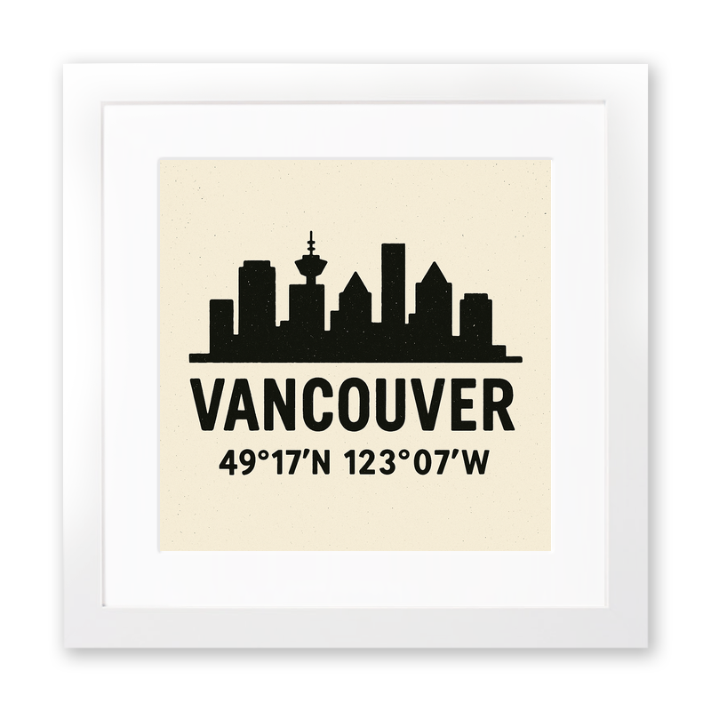 Place Coordinates Linoprint-Style Art (c323)