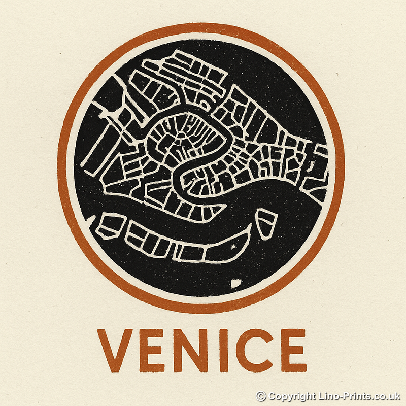 Maps Linoprint-Style Art (c39)