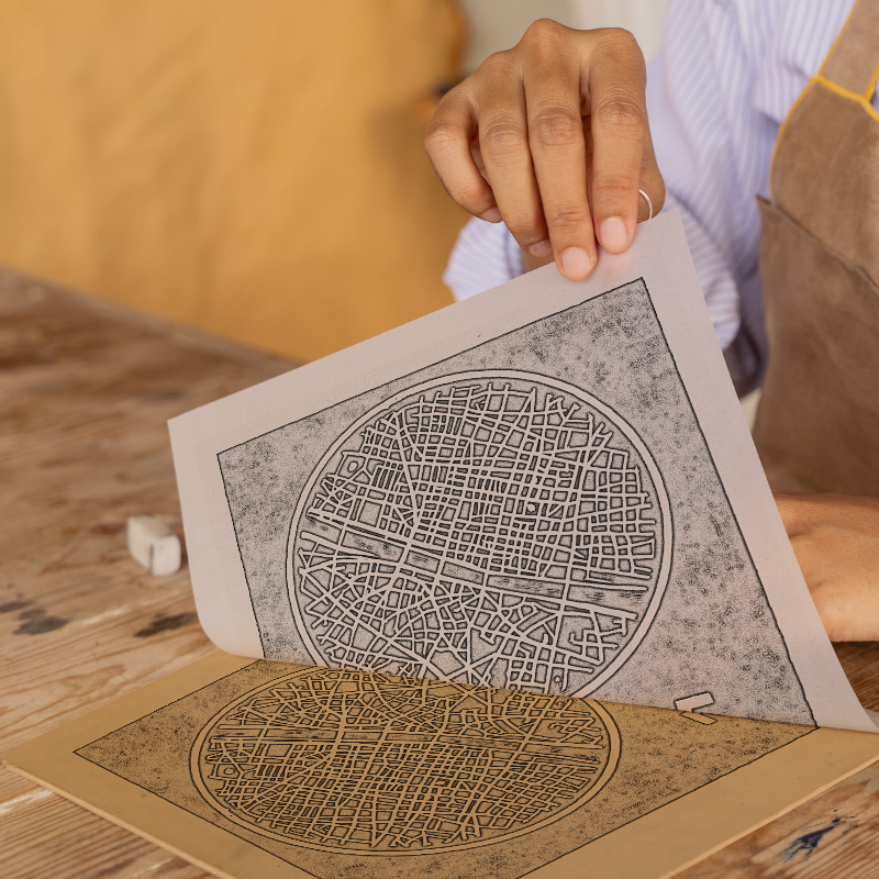 Maps Linoprint-Style Art (c24)