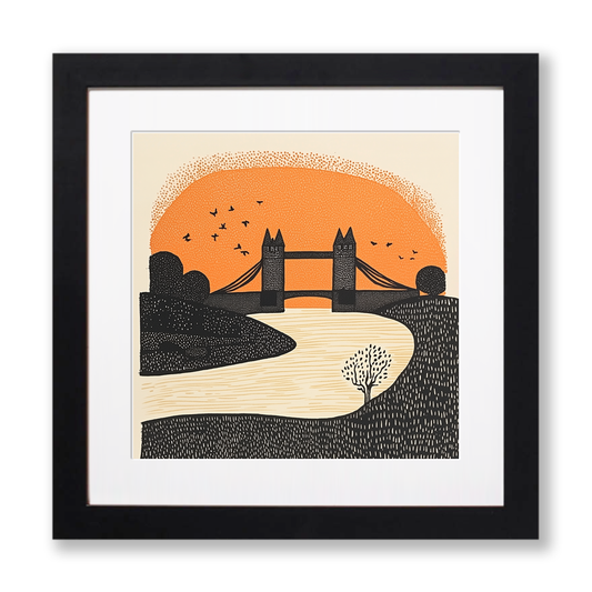 Tower Bridge, London Linoprint-Style Art (199-1)
