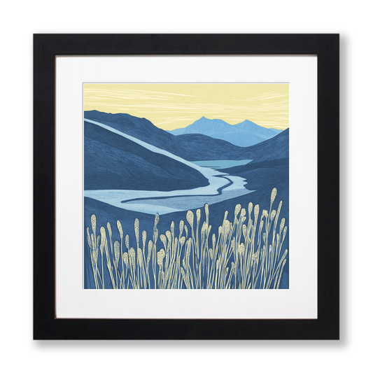 Bowfell in the Lake District Linoprint-Style Art (2374-2)