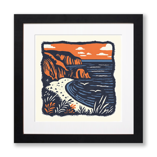 Durdle Door, Dorset Linoprint-Style Art (134-1)