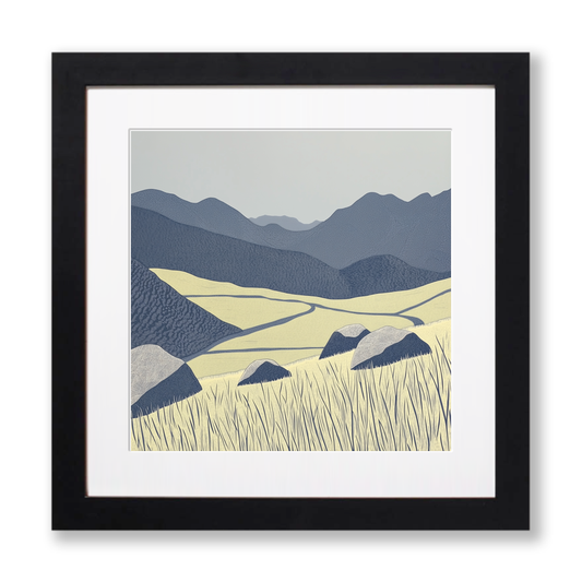 Great Langdale valley floor Linoprint-Style Art (2438-1)