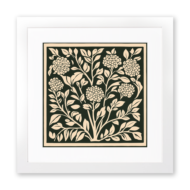 Lantana Linoprint-Style Art (1723-1)