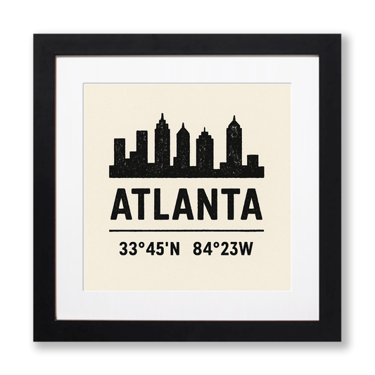 Place Coordinates Linoprint-Style Art (c315)