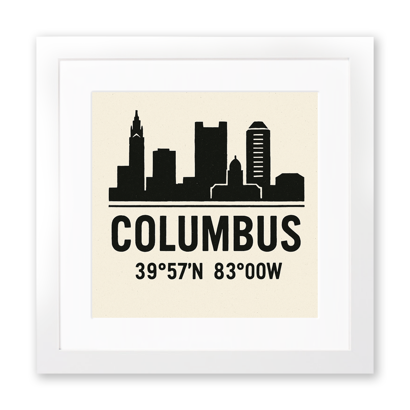 Place Coordinates Linoprint-Style Art (c261)