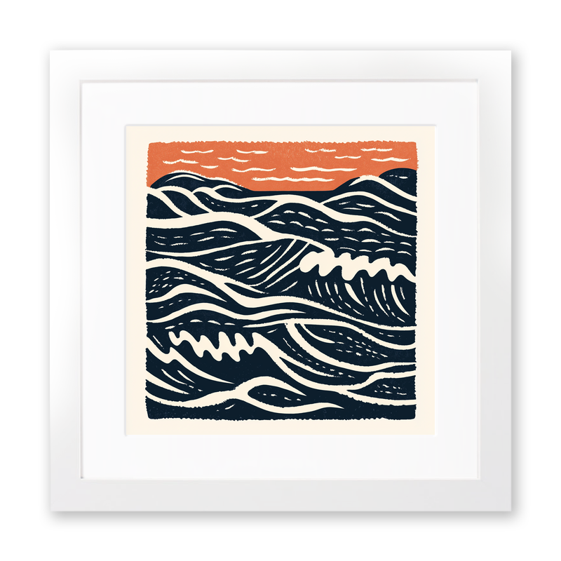 Sand patterns left by the tide Linoprint-Style Art (2025-1)