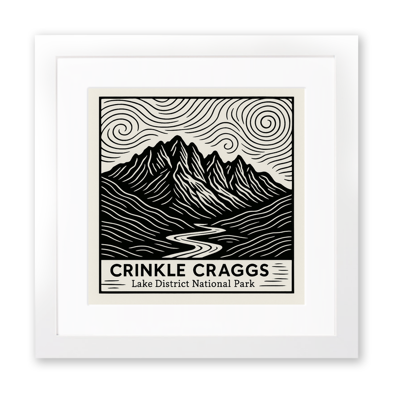 Mountains Linoprint-Style Art (c361)