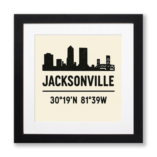 Place Coordinates Linoprint-Style Art (c260)