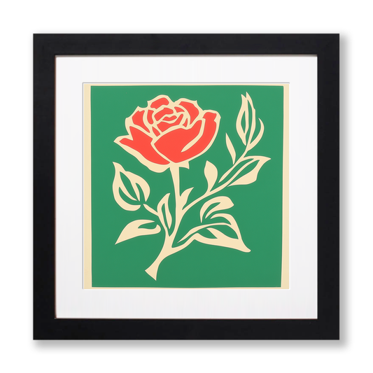 Rose Linoprint-Style Art (1674-1)