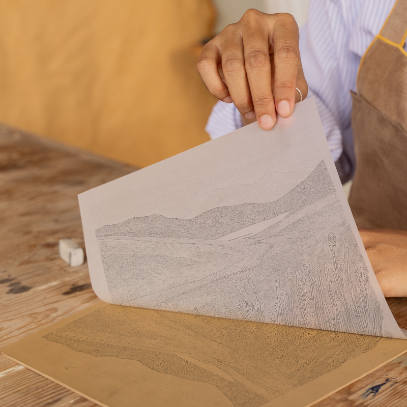 Bowfell in the Lake District Linoprint-Style Art (2374-2)