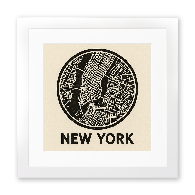 Maps Linoprint-Style Art (c27)