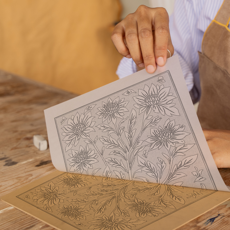 Bee Balm Linoprint-Style Art (1695-1)