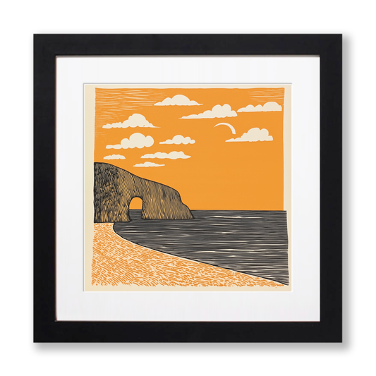 Durdle Door, Dorset Linoprint-Style Art (296-1)