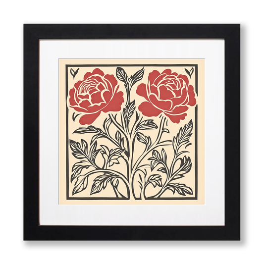 Rose Linoprint-Style Art (1739-1)