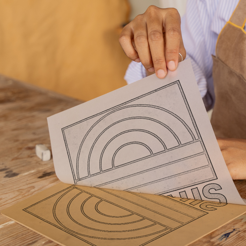 Bauhaus Design Linoprint-Style Art (c466)