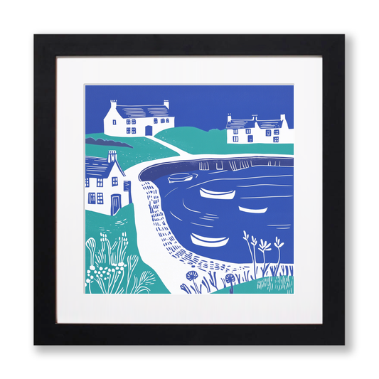 Crail Harbour, Fife Linoprint-Style Art (1085-2)