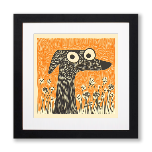 Greyhound Linoprint-Style Art (1471-1)