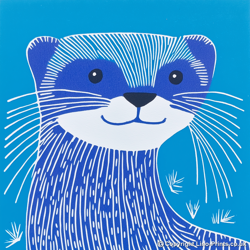 Cute Ferret Linoprint-Style Art (912-2)