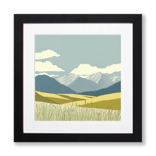Blencathra skyline in the Lake District Linoprint-Style Art (2364-1)
